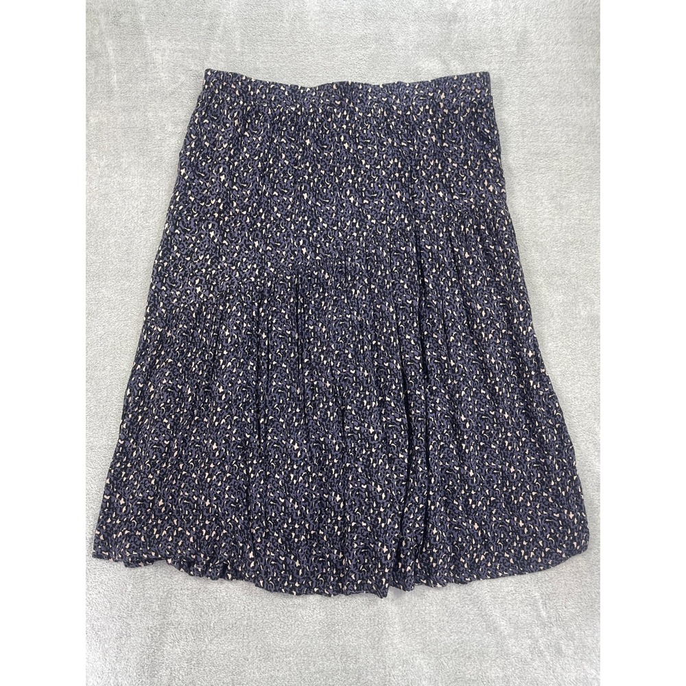 Garnet Hill Skirt Women XL Blue Animal Print Midi Tiered Sustainable Viscose